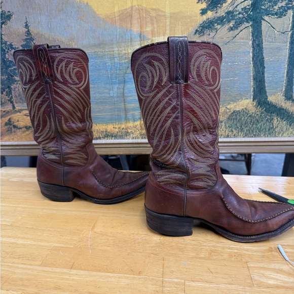 Vintage Dan Post Rich Brown Western Boots, pointed toe, women’s, size 7D - Picture 4 of 7